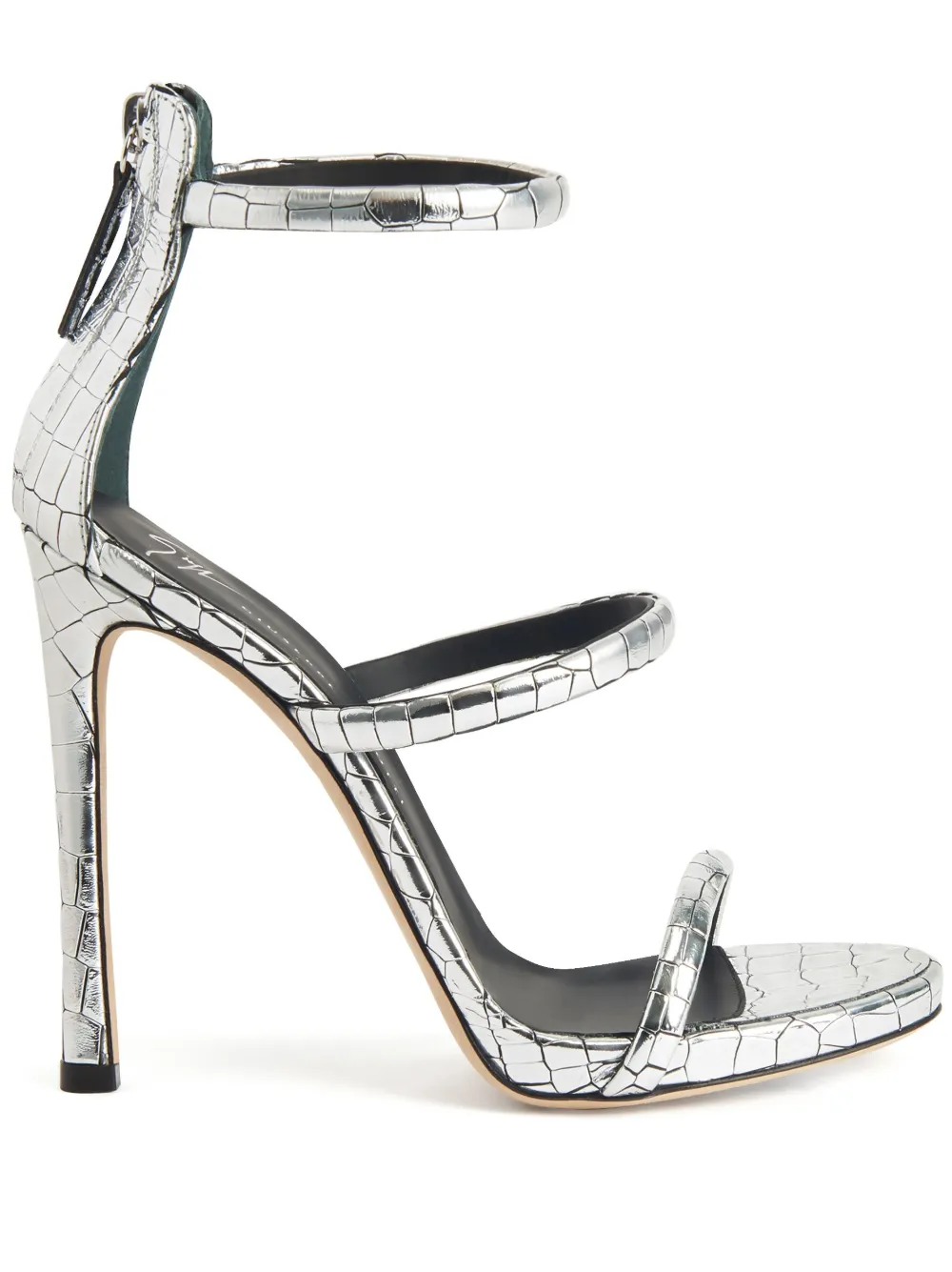 Босоножки Harmony 120 с эффектом металлик Giuseppe Zanotti, серебяный