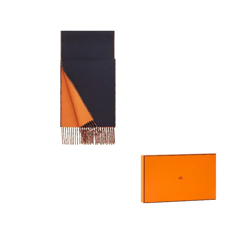 

HERMES Вязаный шарф мужской, Marine Blue/Orange