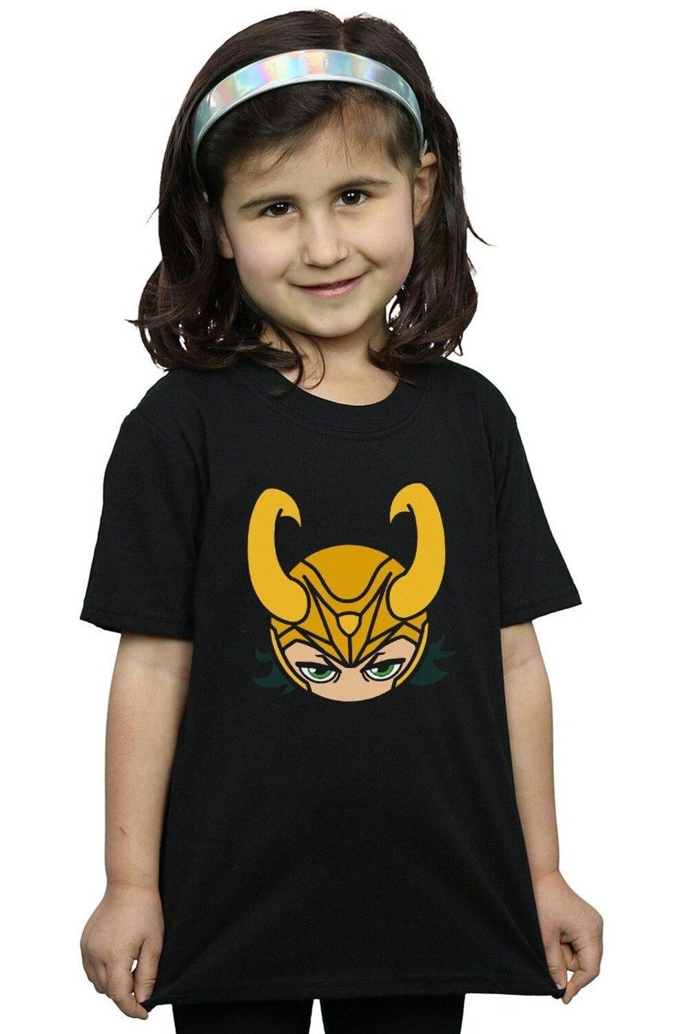 

Хлопковая футболка с крупным планом Loki Marvel, черный