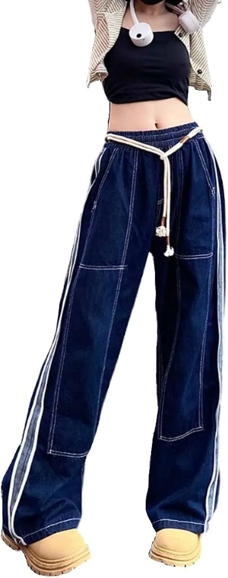 

MLAFE Harajuku женские широкие брюки большого размера с эластичным поясом