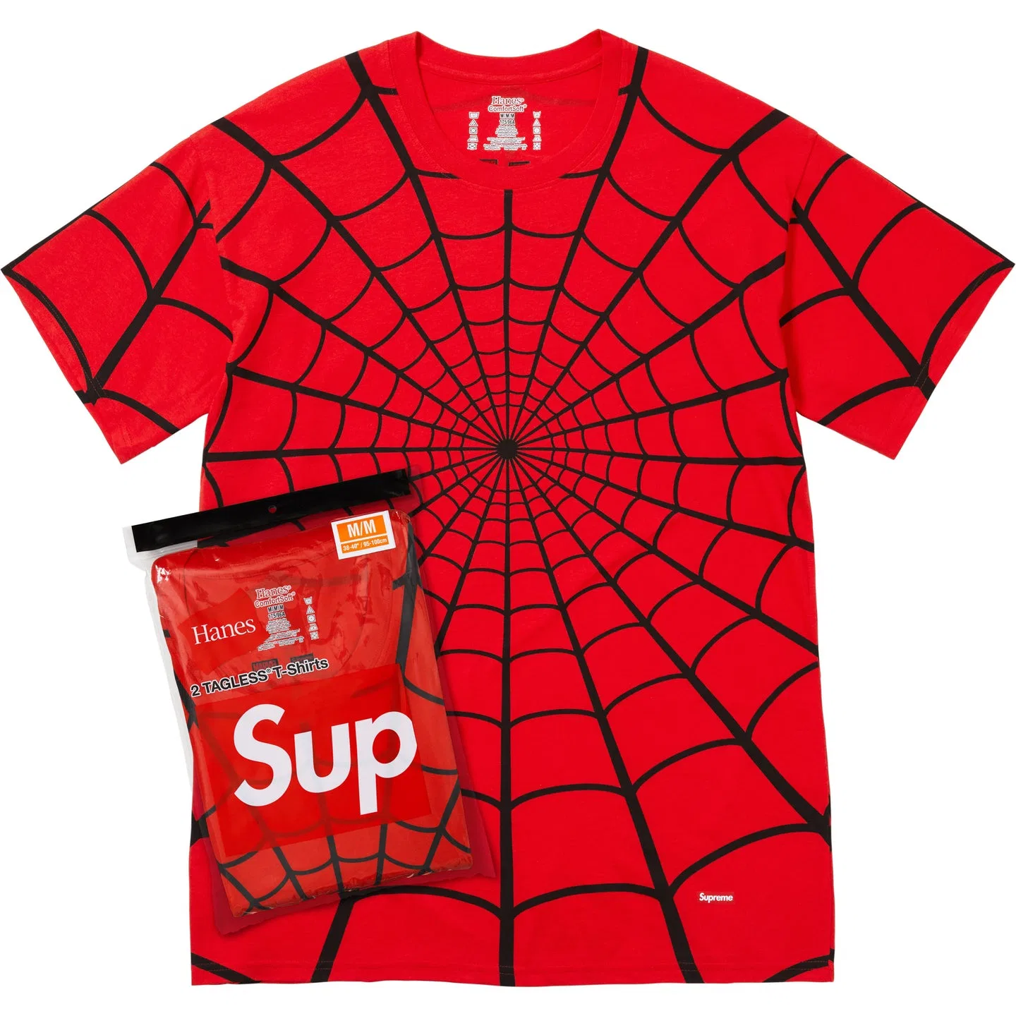 Футболка Supreme x Hanes X Spider-Man, SS26, красная