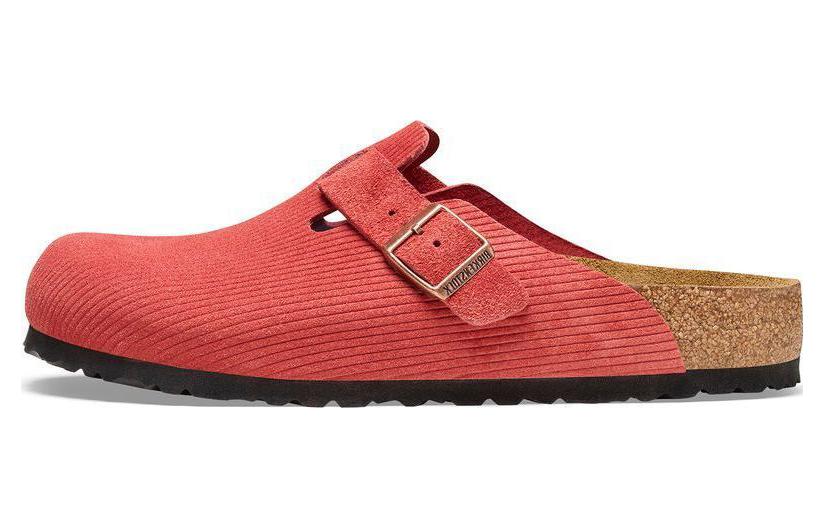 Birkenstock Сандалии Boston Suede Embossed Corduroy Narrow 'Sienna Red'