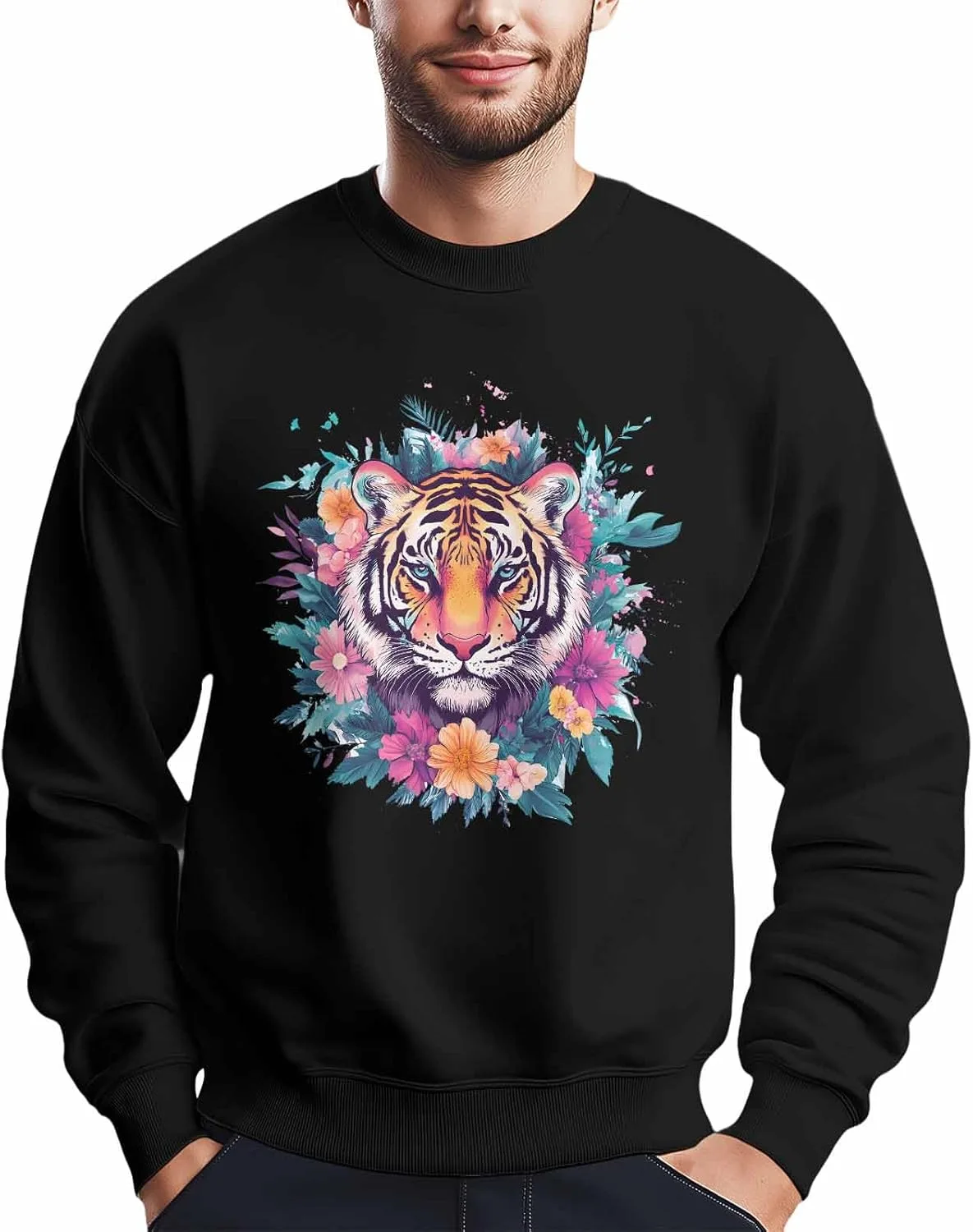 

Мужской свитшот Tiger in Flowers с принтом Winvebermior