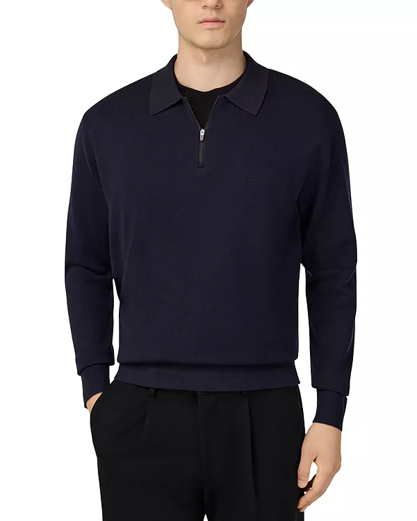 

Поло из высококачественной мериносовой шерсти Boggi Milano, синий