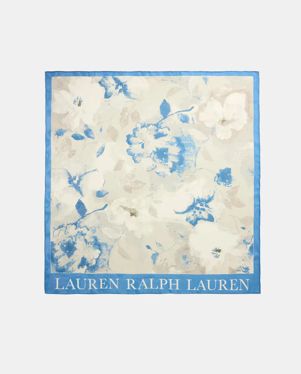 

Женский шелковый шарф с принтом Lauren Ralph Lauren, синий
