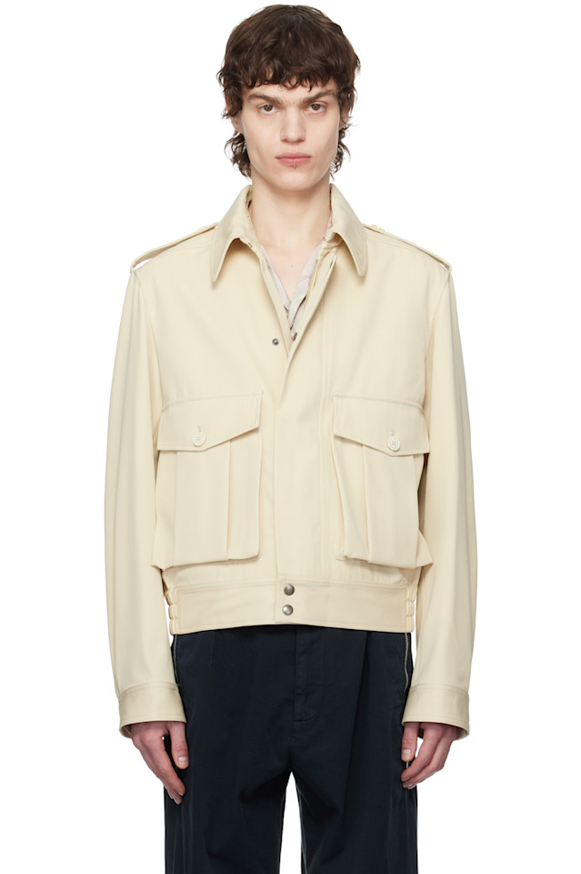 

Шерстяная габардиновая куртка Dries Van Noten, цвет cream