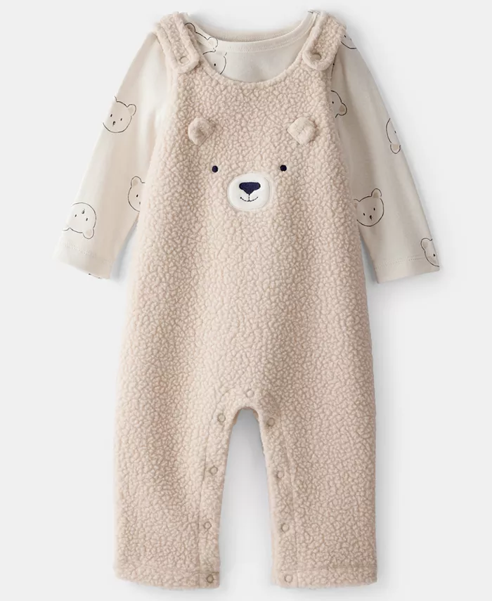 

Детский комплект для мальчиков из двух предметов: футболка с длинным рукавом и комбинезон с медвежонком Carter'S, загар/бежевый