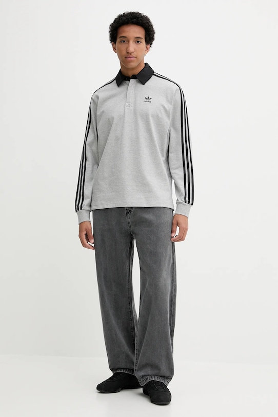 

Длинный рукав хлопковая регби поло Adidas Originals, серый