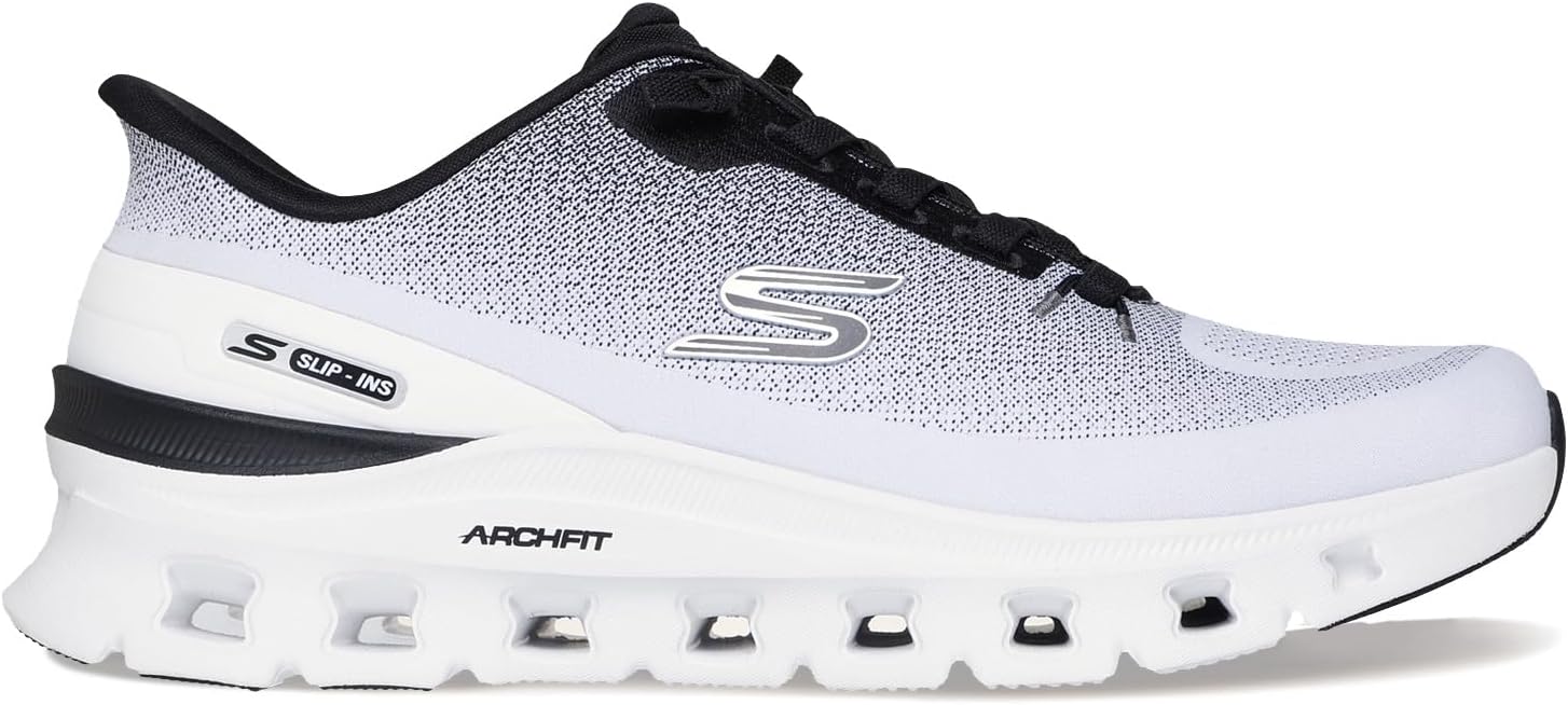 Мужские кроссовки Skechers Arch Fit Glide-Step Pro с удобной вставкой и легким надеванием, белый/черный — фото 2