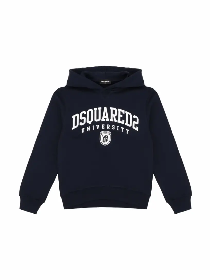 

Хлопковое худи с логотипом Dsquared2, тёмно-синий