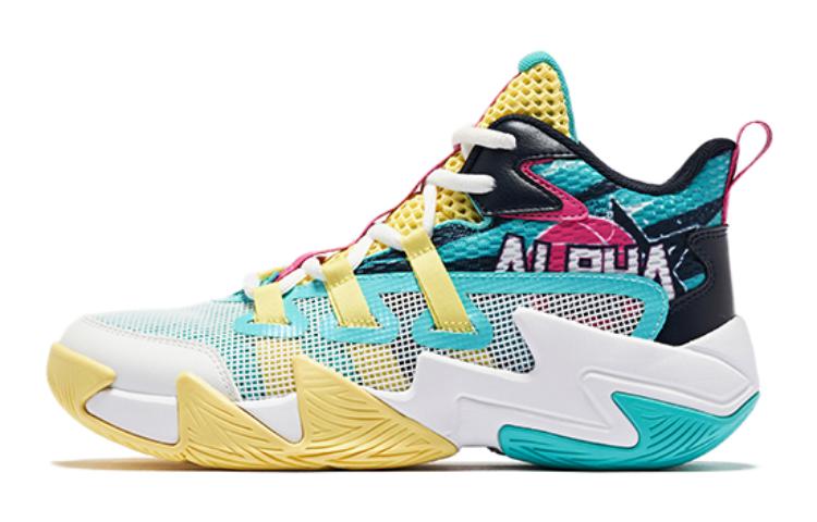 

QIAODAN Скользоустойчивые баскетбольные кроссовки Mid Top для детей с амортизацией Green Yellow