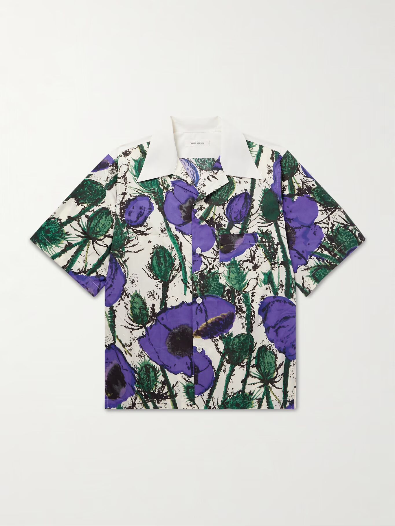

Althea McNish Highlife Camp-Collar Logo-Poplin Shirt - Cotton-Poplin Shirt - Printed WALES BONNER, фиолетовый