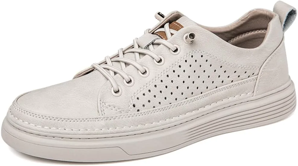 

Мужские повседневные обувь, модные кожаные низкие кеды, дышащие удобные прогулочные туфли для мужчин Abborora, бежевый