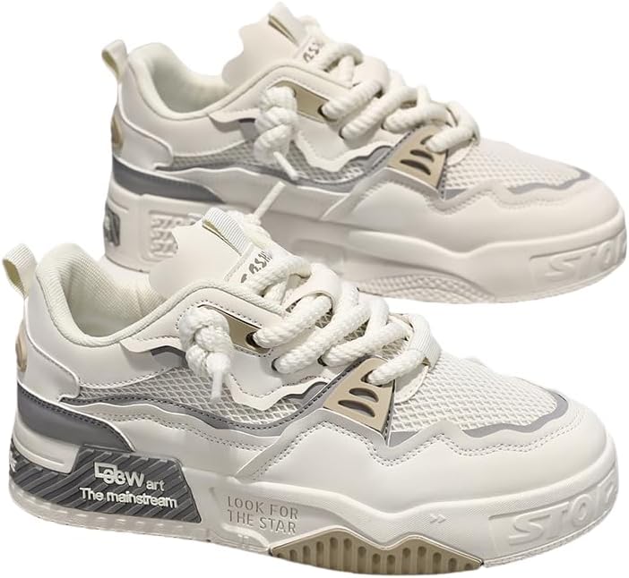 

Удобные модные кроссовки на платформе с сеткой в стиле color-block для прогулок на свежем воздухе, бега, кемпинга, на все сезоны, мужские шнурованные кроссовки для улицы и скейтборда Hhhchpm, бежевый