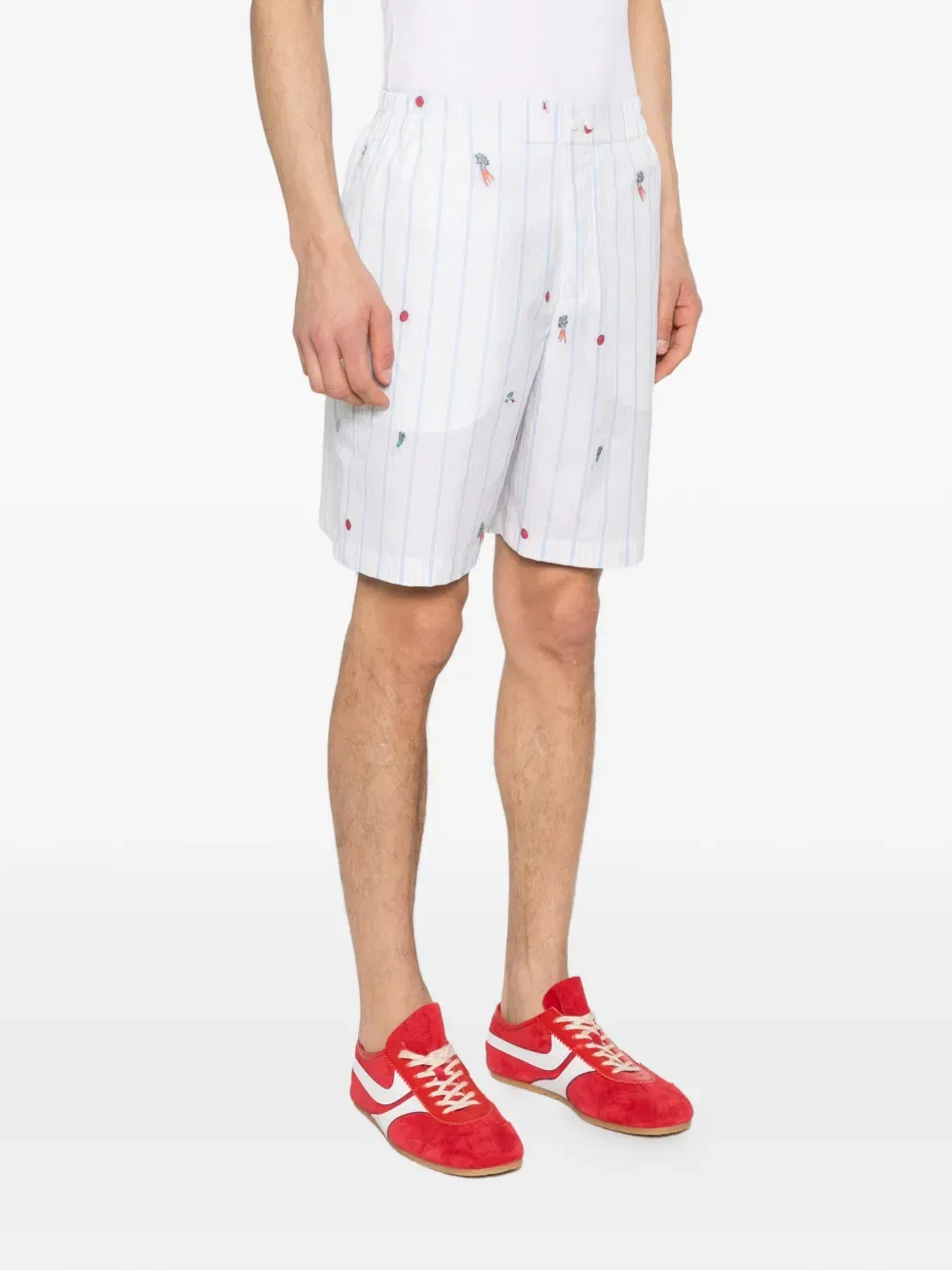 Полосатые вышитые шорты Calecon Jacquemus, белый — фото 3