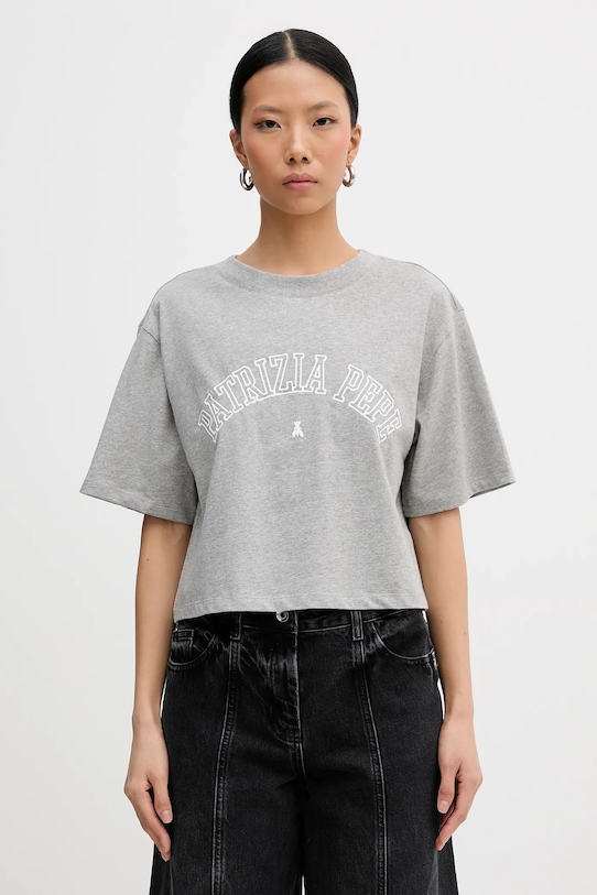 

Хлопковая футболка Patrizia Pepe, серый