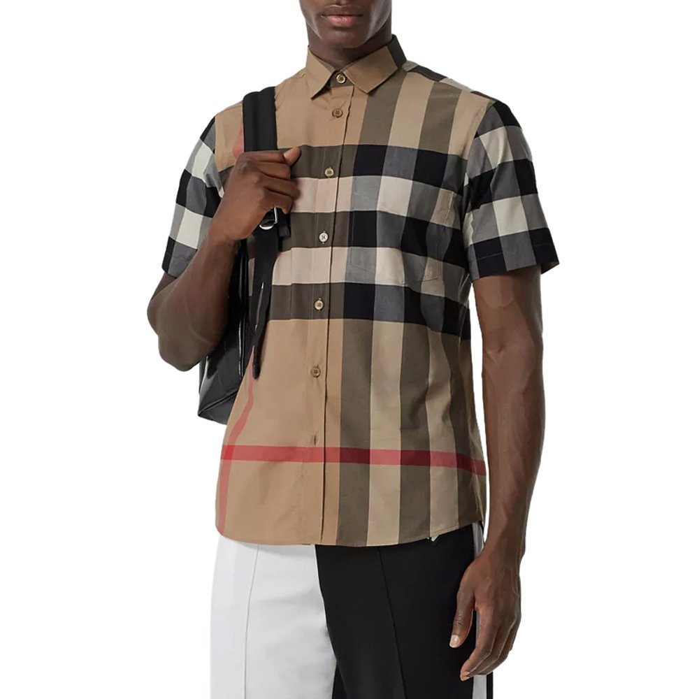 Футболка Burberry из стрейч-поплина, короткий рукав, цвет хаки — фото 4