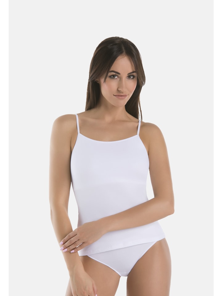 

Женская хлопковая майка на тонких бретелях белого цвета Teyli