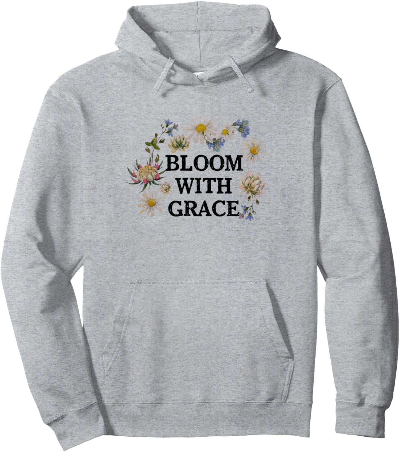 

Худи Bloom With Grace Daisies & Wildflowers, серое Trendy Apparel