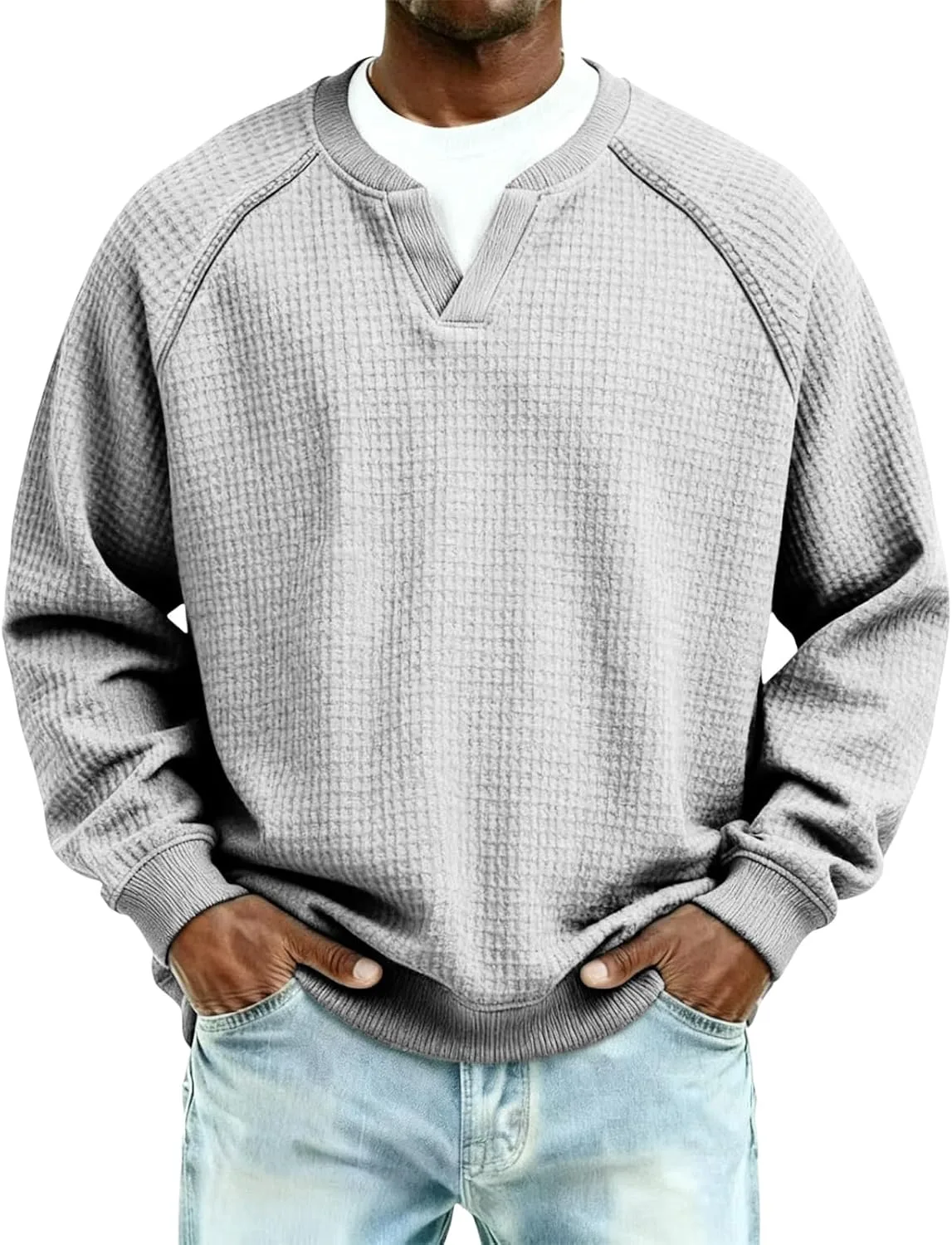 

Мужская футболка с длинным рукавом и V-образным вырезом, легкая и удобная