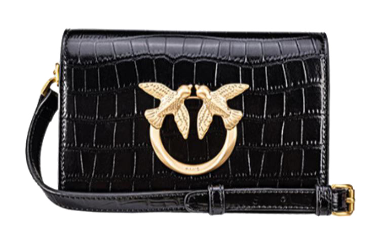 

PINKO Кожаная сумка через плечо мини женская черная