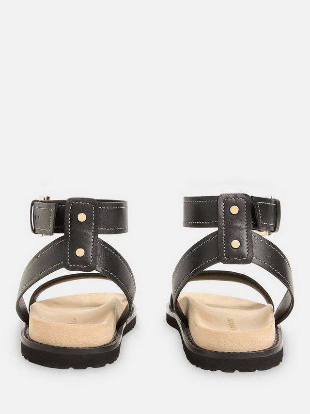 Ottie кожаные сандалии с контрастной строчкой и ремешками Whistles, Black — фото 3