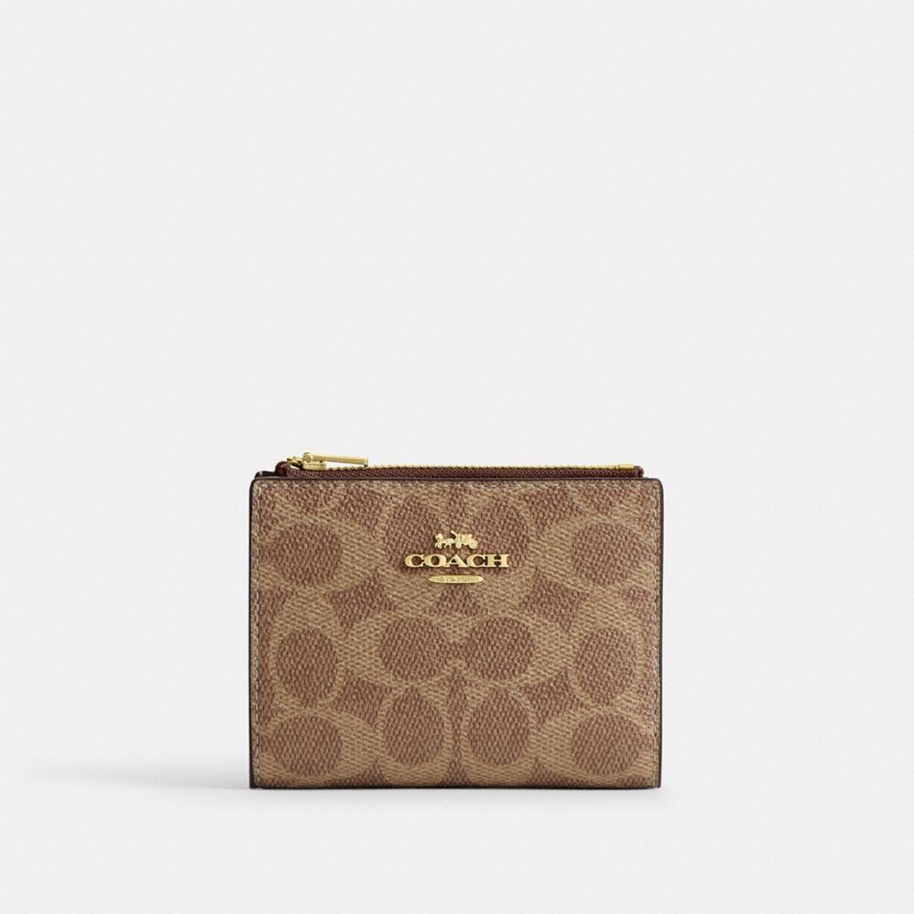 

Двойной кошелек COACH, золотой/желтовато-коричневый/коричневый
