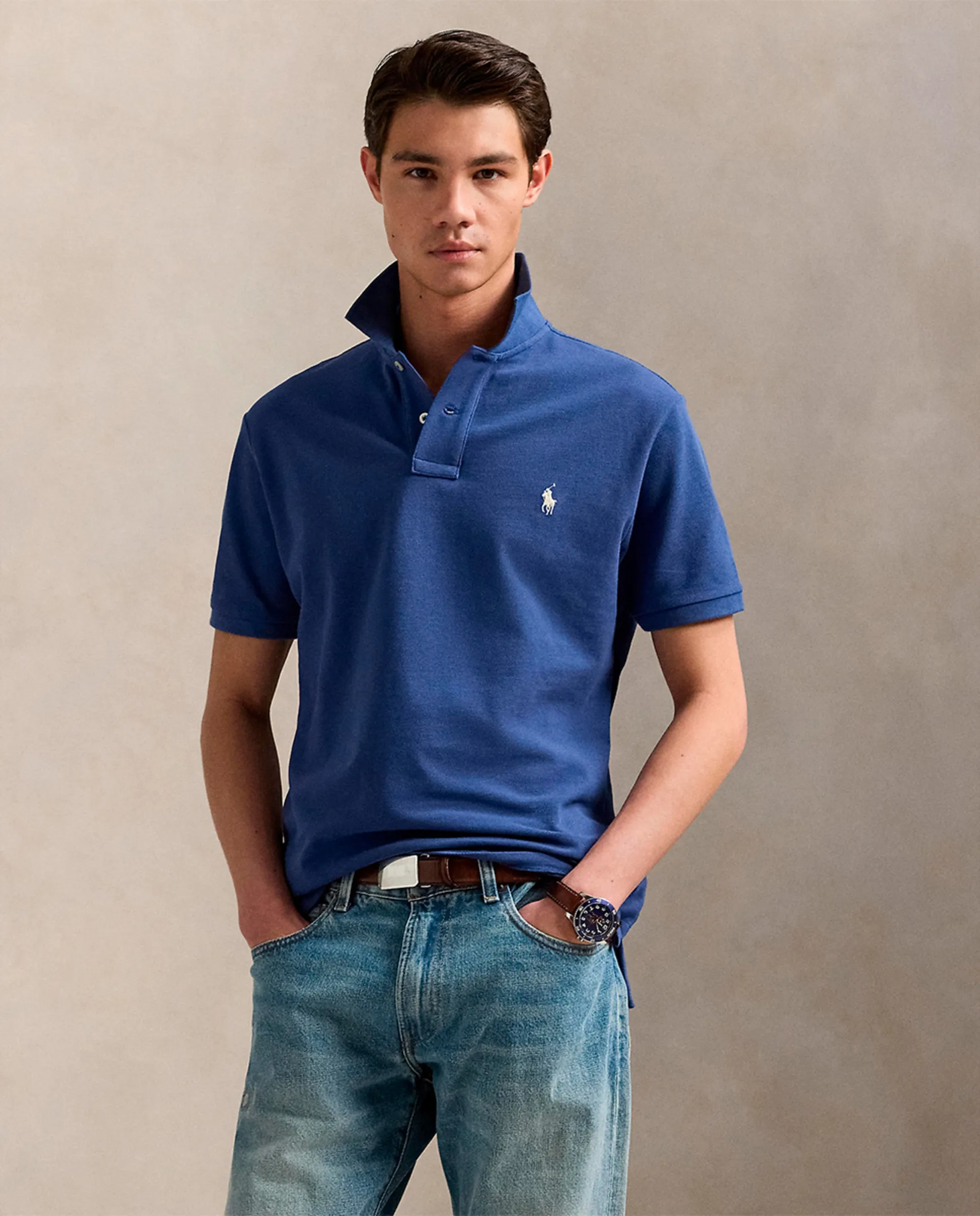 

Мужская поло из пике Regular fit Polo Ralph Lauren, синий