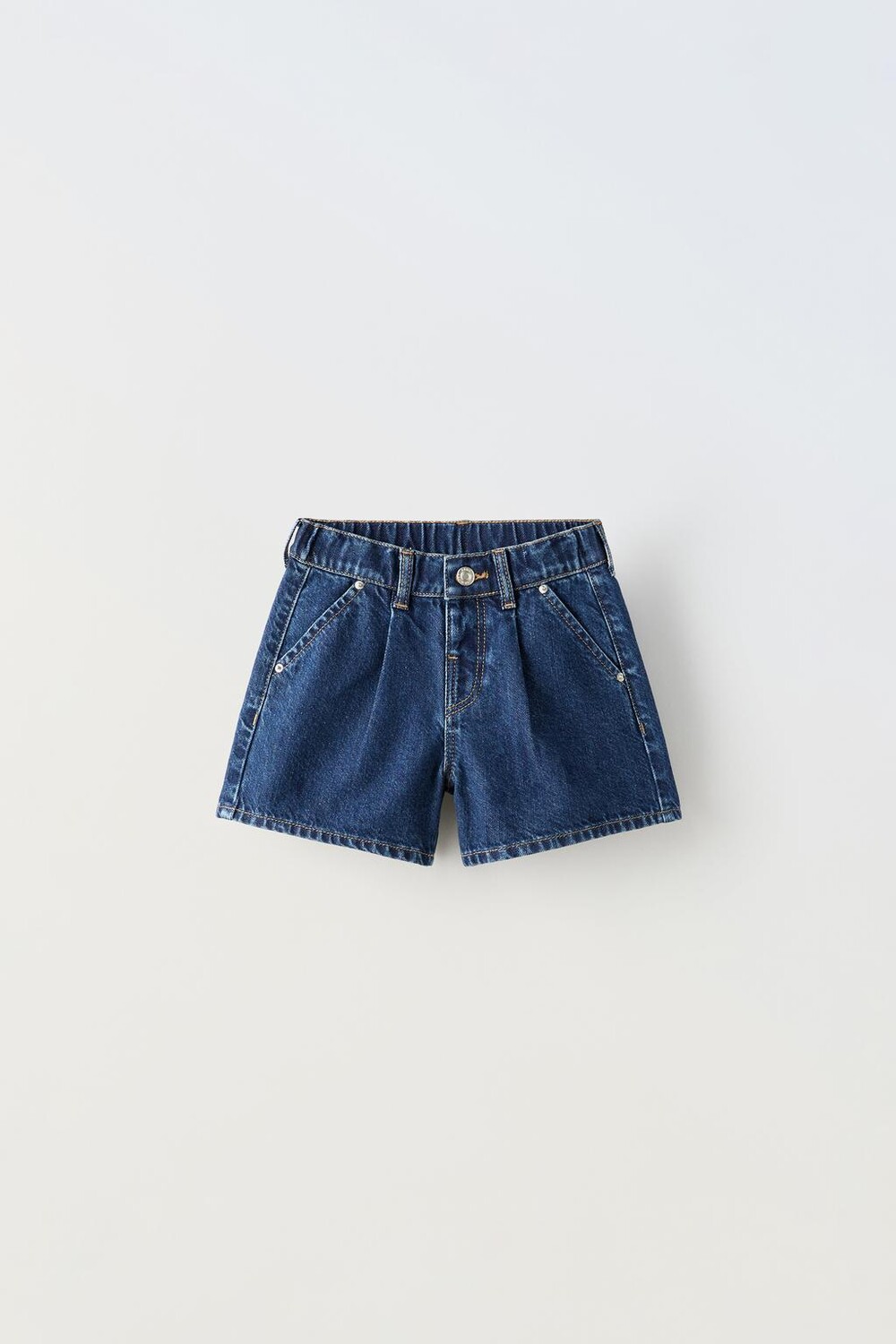 

Шорты-бермуды из денима с вытяжками ZARA, синий