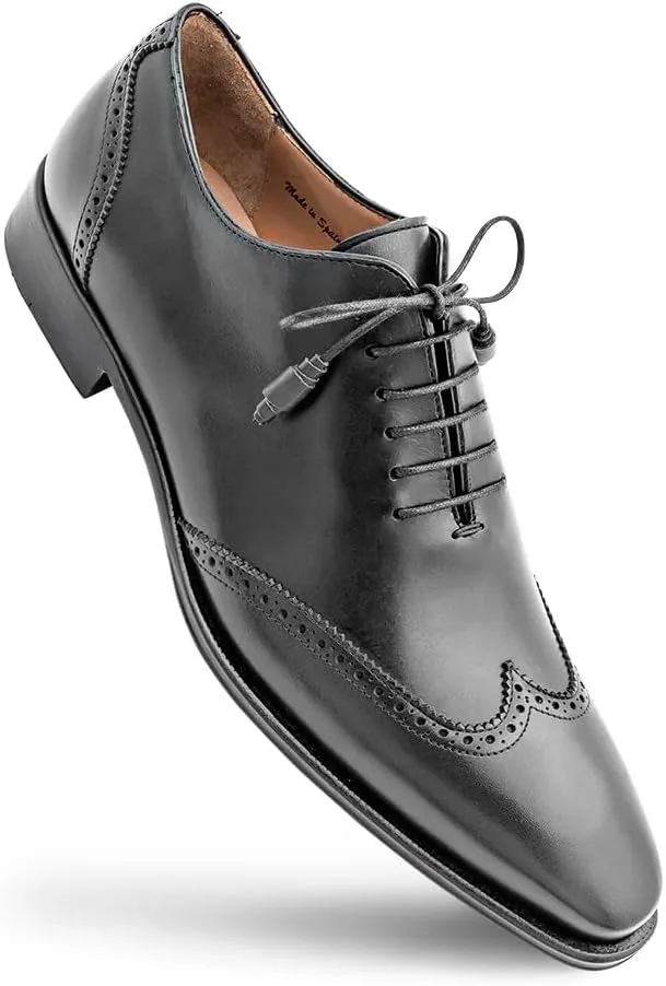 Mezlan Patina Calf Wing Tip Oxford - Men’s Hand-Burnished Patina Calfskin Brogue Shoe with Full Leather Sole - Handmade in Spain, черный — фото 2
