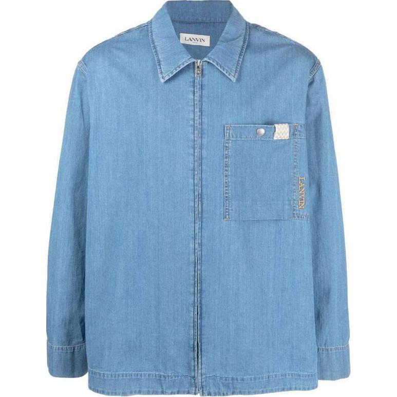 

Застёгивающаяся на молнию джимовая рубашка Lanvin, синяя, Синий, Застёгивающаяся на молнию джимовая рубашка Lanvin, синяя