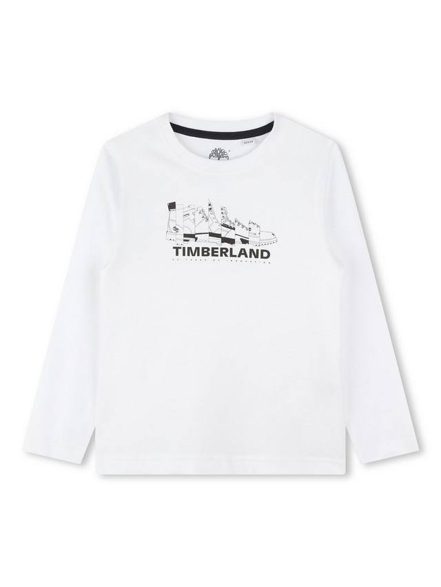 

Детская футболка с длинным рукавом и принтом Timberland, White
