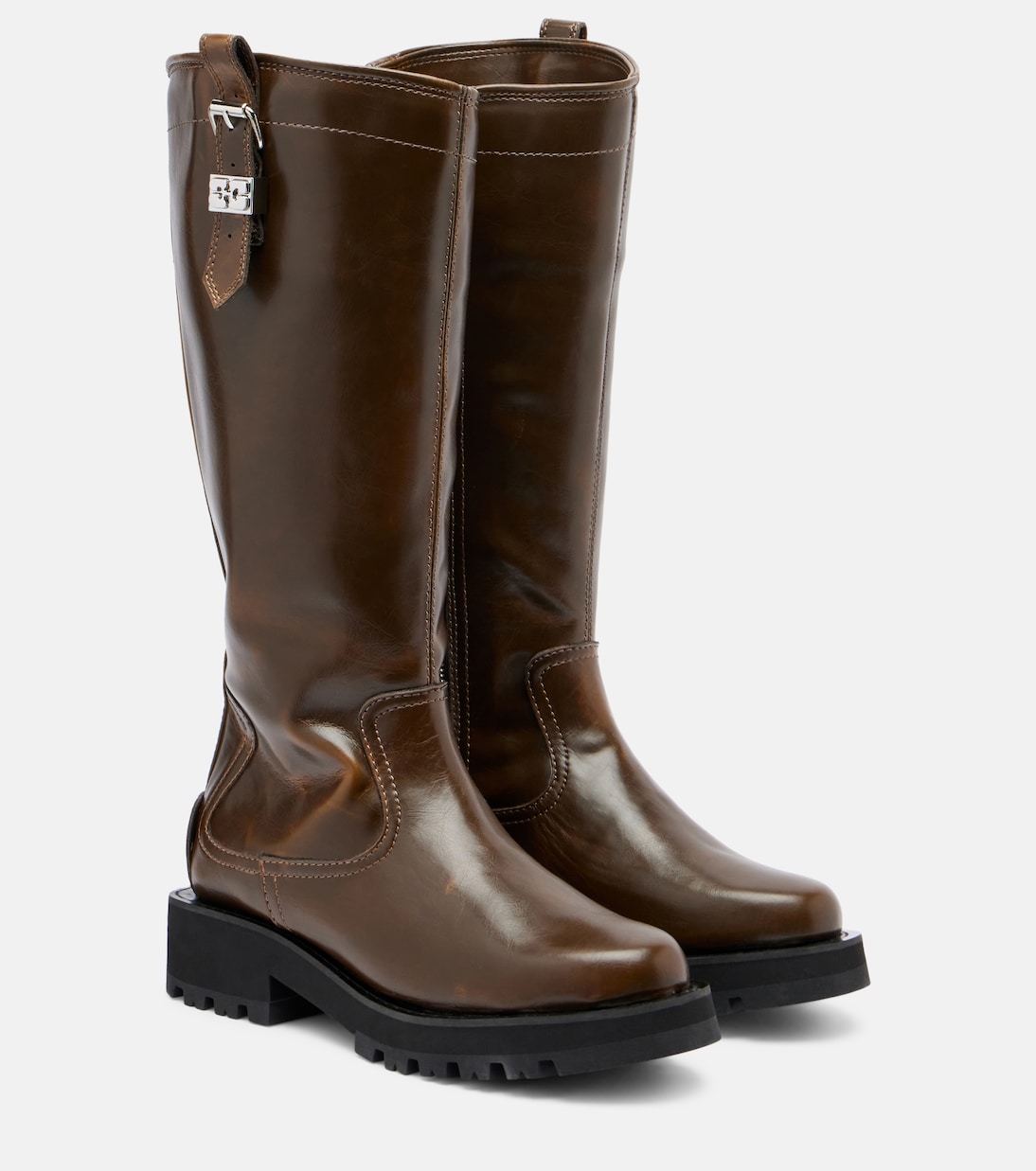Сапоги-чулки до колена Studs Ganni, Dark Olive