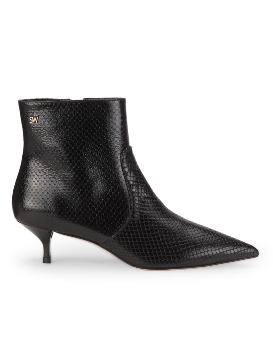 Ботильоны Mara из тисненой кожи с змеиным принтом Stuart Weitzman, черный