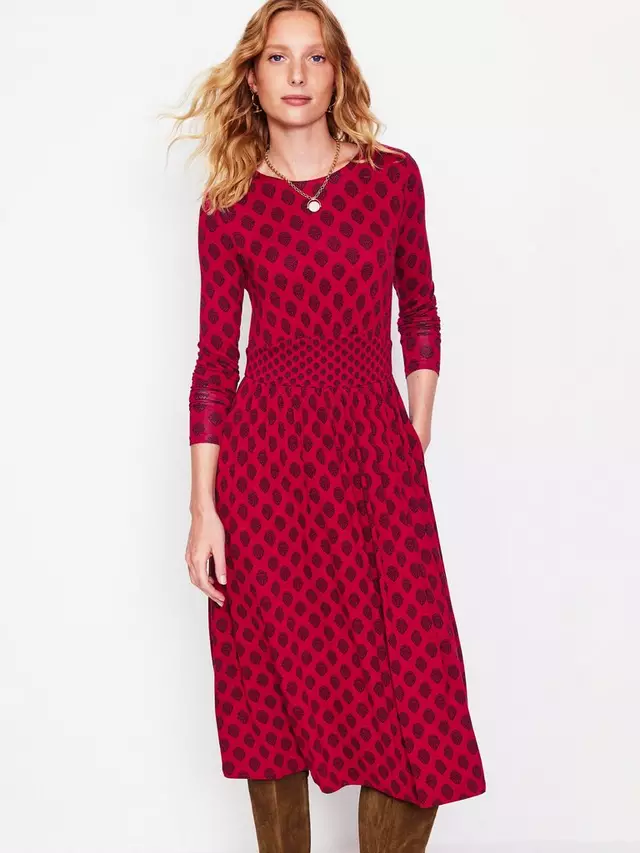 

Платье Boden Thea Long Sleeve, цвет red/multi