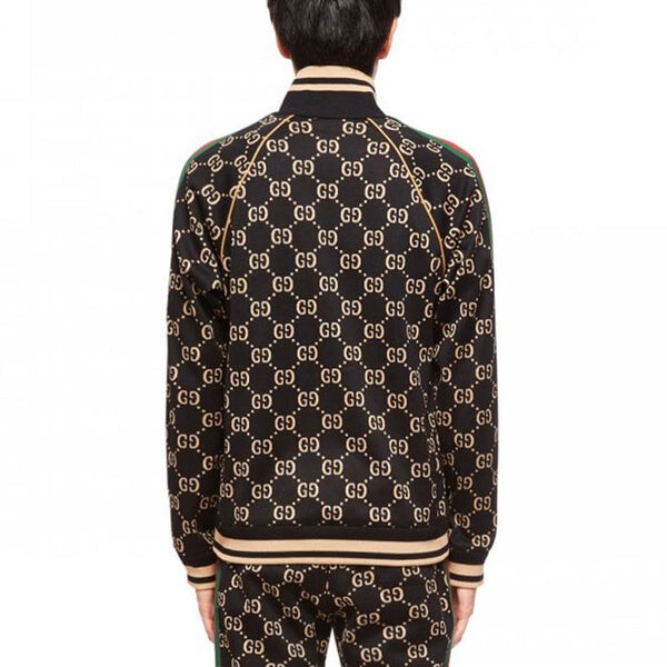 Куртка gg gersey cotton jacket 'black camel green red' Gucci, черный — фото 4