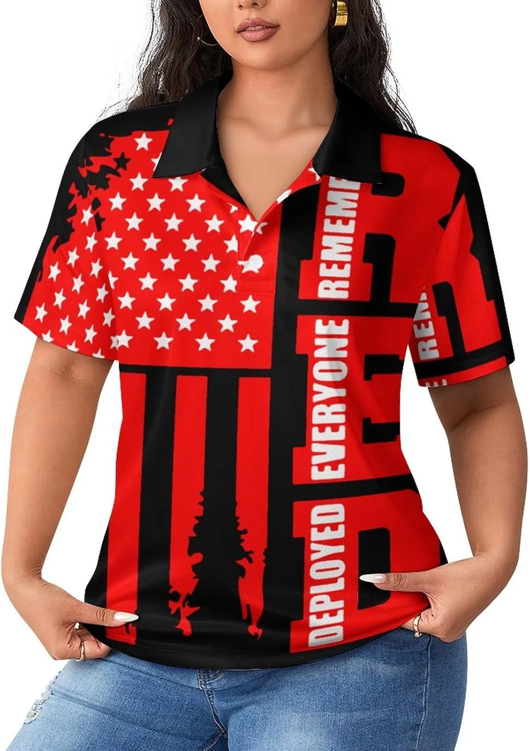 Женское поло, короткий рукав, R.E.D Remember Everyone Deployed, Style