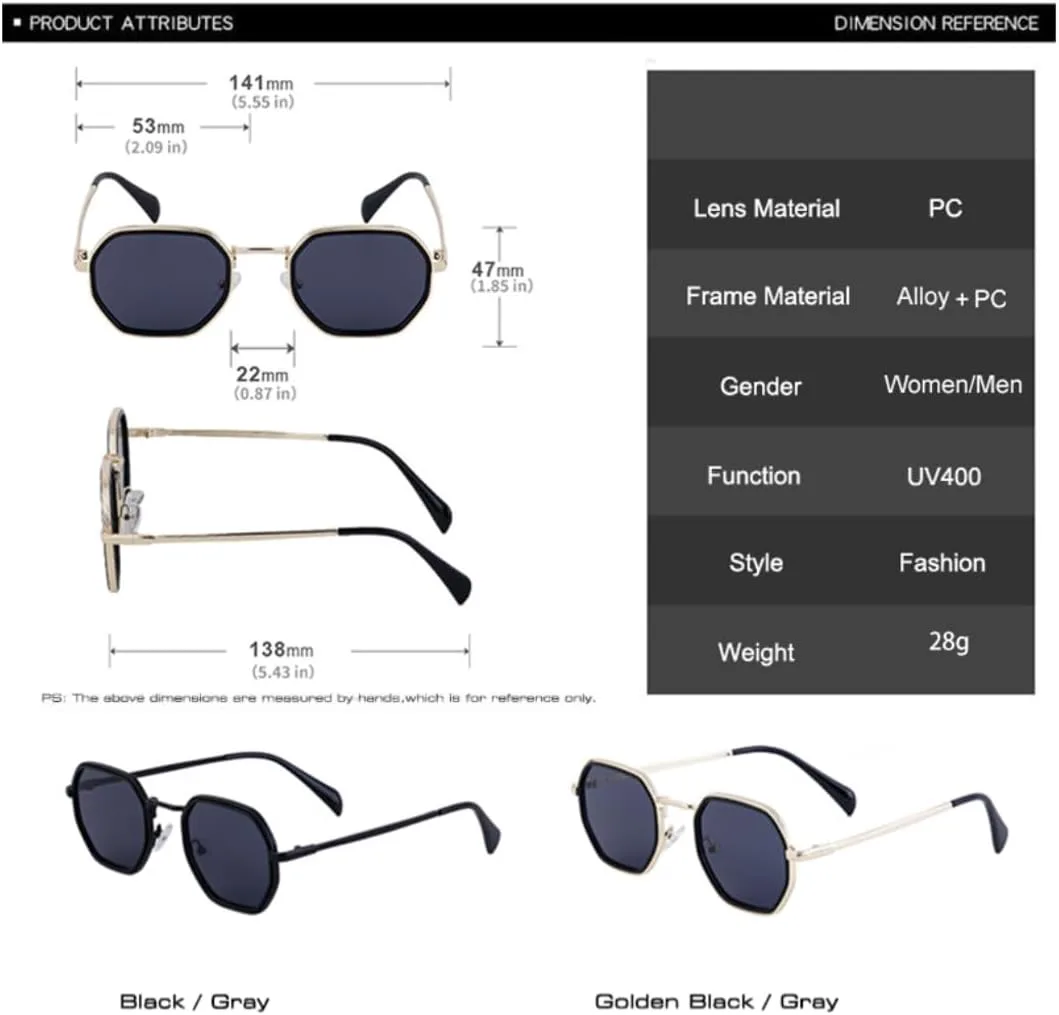 

Солнцезащитные очки Polygon для женщин и мужчин, роскошные, с зеркальным покрытием, защитой от УФ-излучения UV400, металлическая оправа TVTBBVV, Golden Black Gray