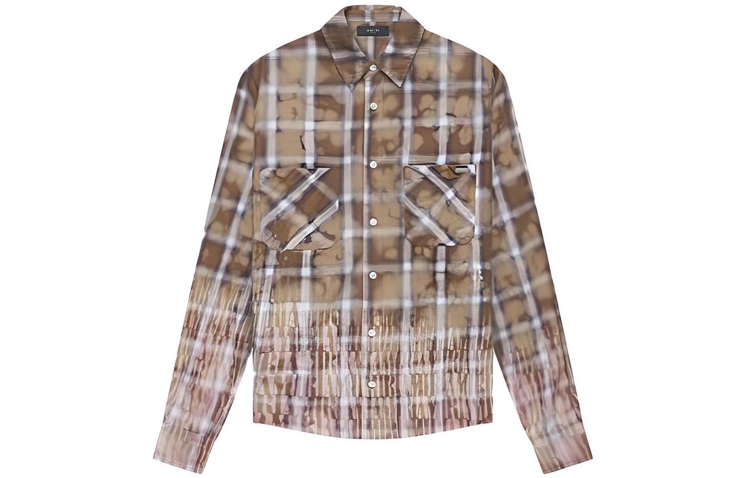 

Проверенная потертая фланелевая рубашка AMIRI, светло-коричневый
