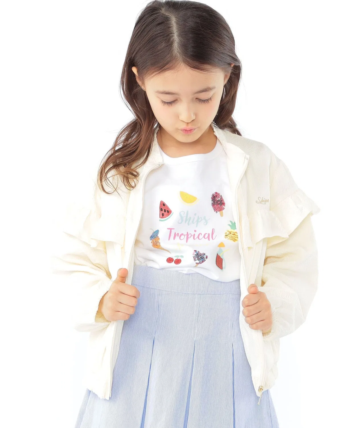 Детская куртка SHIPS KIDS с фриллами, UV-защита, полиэстер, голубой — фото 3