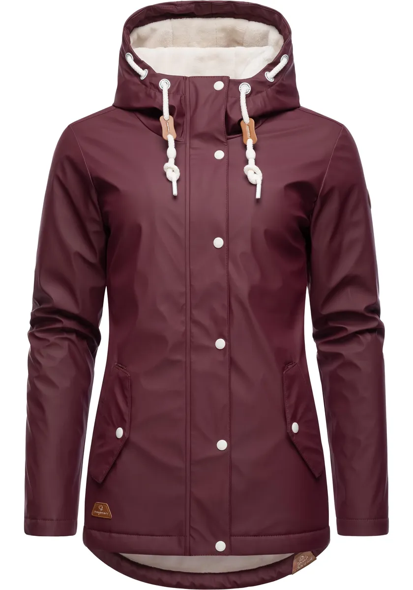 

Дождевик Ragwear "Мардж" с капюшоном, женский зимний плащ на теплой подкладке, красный