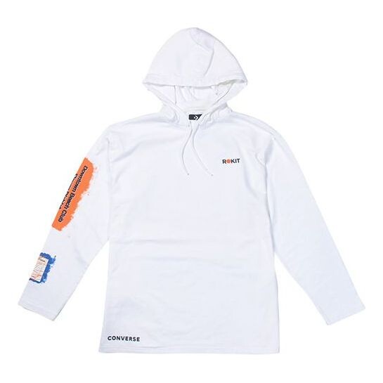 

Толстовка Men's Converse x Rokit Crossover Back Large Printing Logo hooded Long Sleeves White, белый