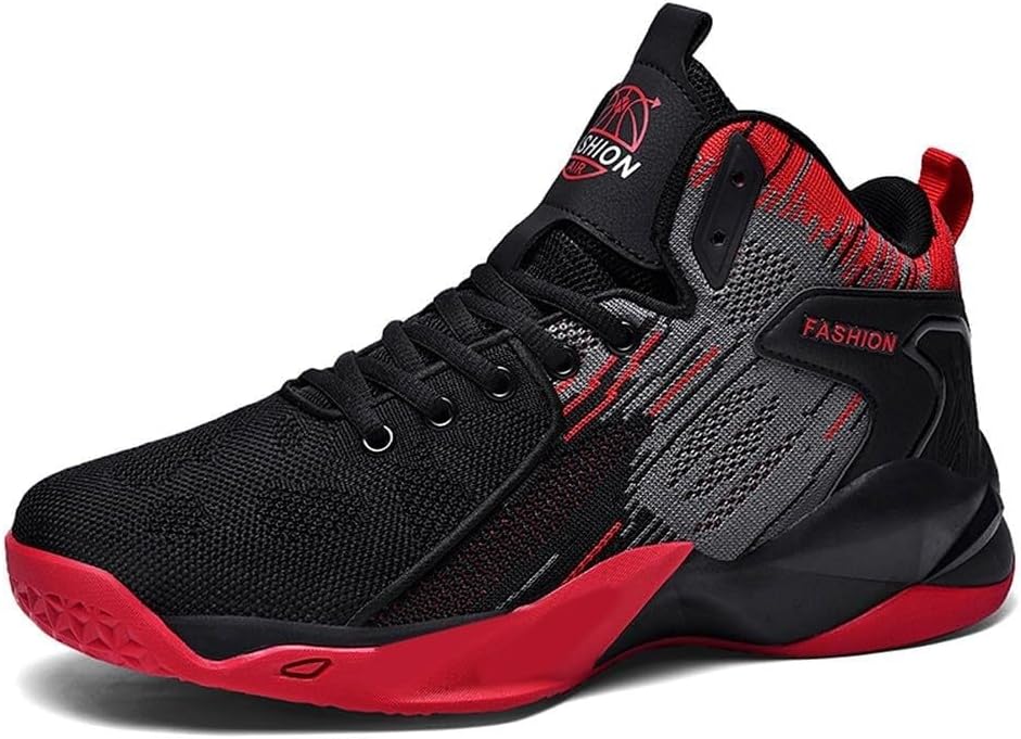

Мужские баскетбольные кроссовки с высоким берцем Fly Woven, дышащие, легкие и износостойкие, для спорта и прогулок на улице Generic, черный/красный