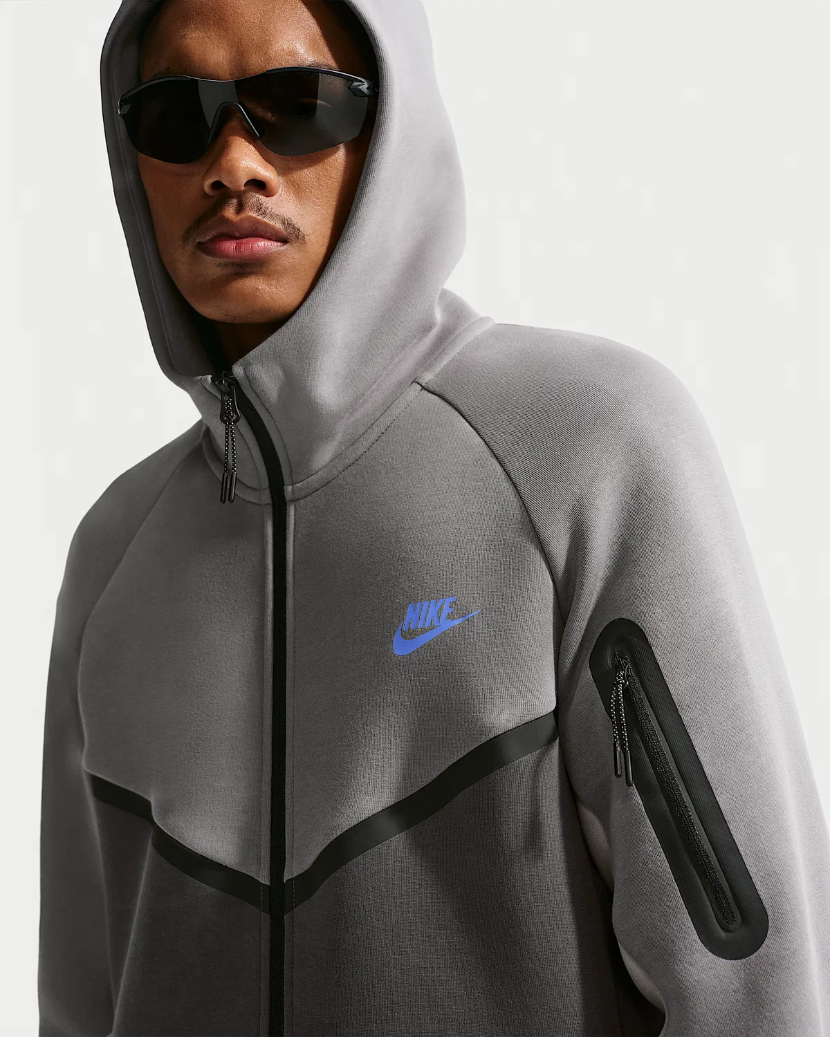 Мужская флисовая ветровка Nike Tech на молнии, Pencil Point/Medium Ash/College Grey/Sapphire — фото 3