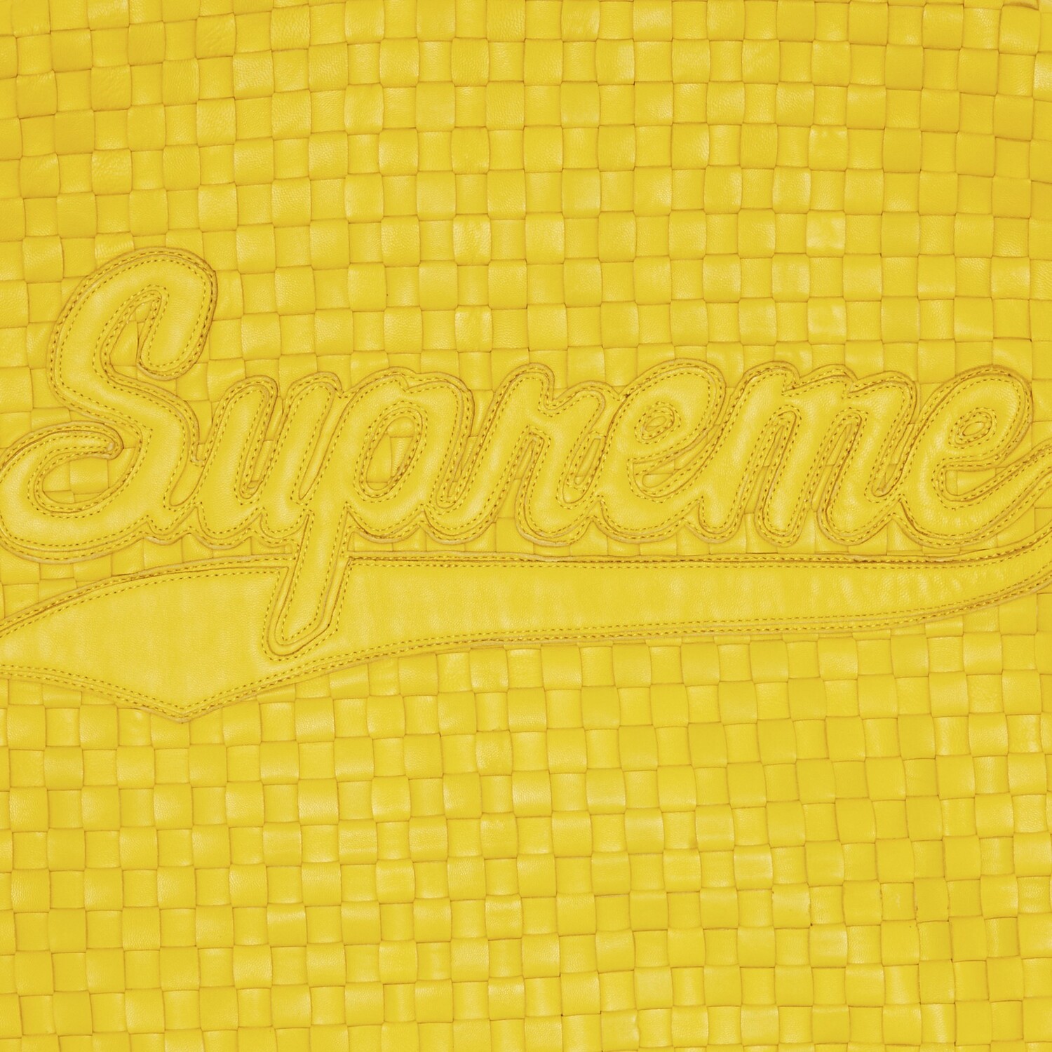 Университетская тканая кожаная куртка Supreme, цвет Желтый — фото 3