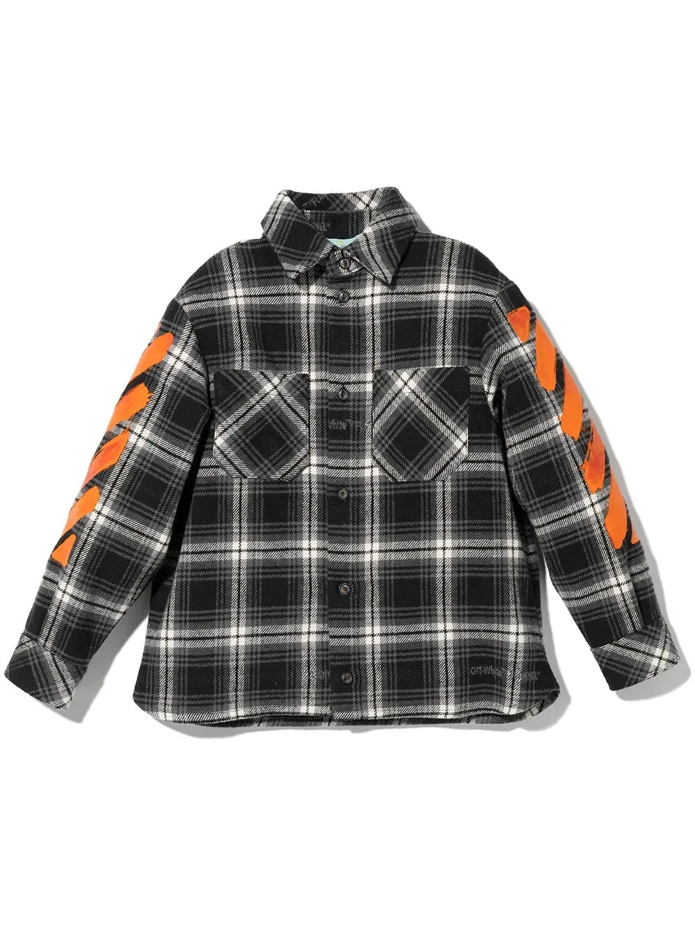 

Клетчатая рубашка с полосками OFF-WHITE KIDS, черный