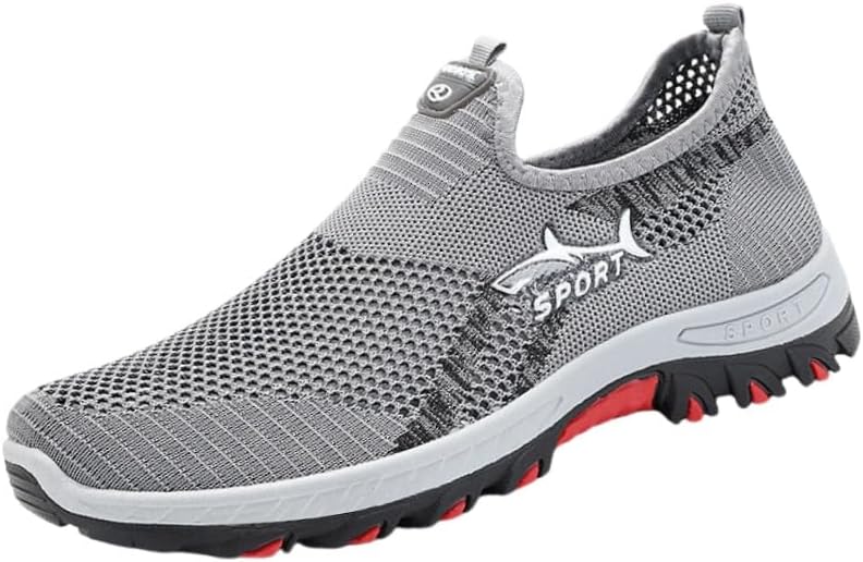 

Мужские кроссовки большого размера с дышащей сеткой - противоскользящая резиновая подошва для ежедневного комфорта Fusecottc, серый