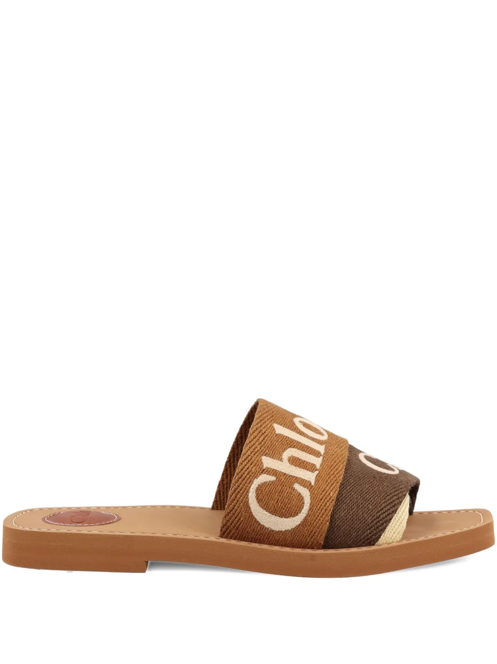 Плоские сандалии с логотипом CHLOÉ, коричневый