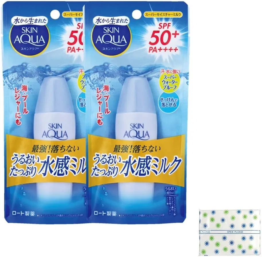 Молочко солнцезащитное Skin Aqua Super Moisture Milk SPF50+ PA++++ 40 мл × 2, синий