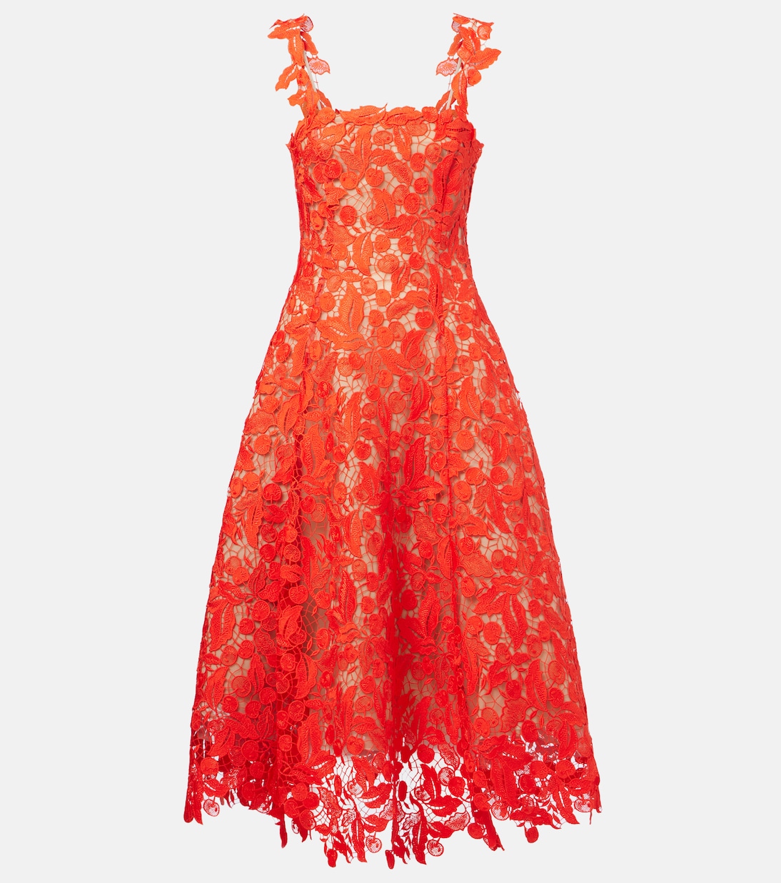 

Коктейльное платье из гипюрового кружева Oscar de la Renta, Carnelian